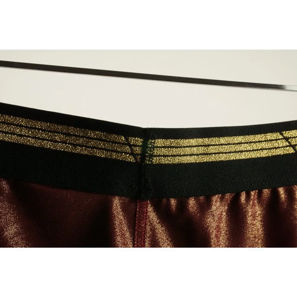 New Eleven Venus Williams Wonder Woman Biker Short Deep Burgundy Gold Size Small